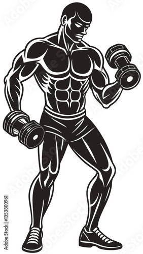Silhouette Bodybuilding flexing body muscle