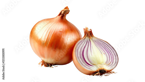 Wallpaper Mural Fresh Whole Onion with Half Sliced Onion Isolated on White Background Torontodigital.ca