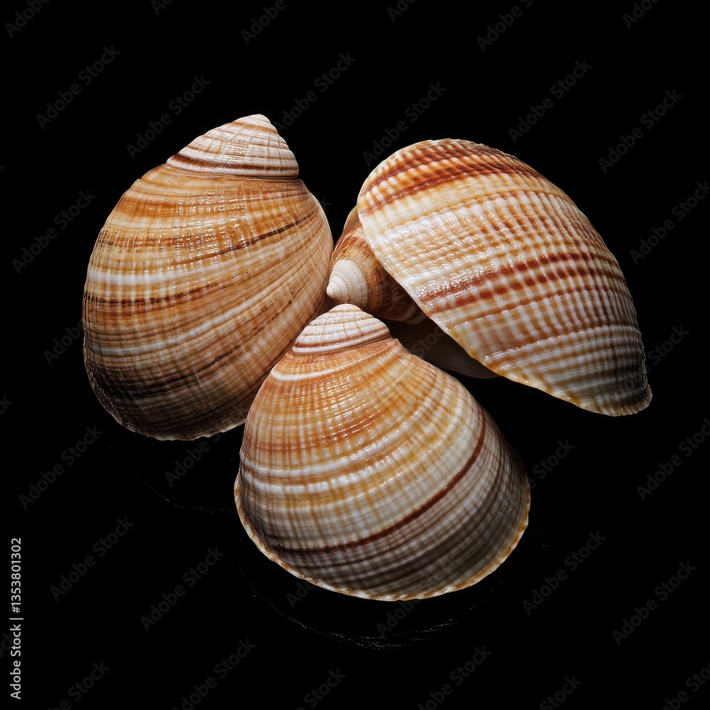 junonia seashells on black background junonia seashells on black background