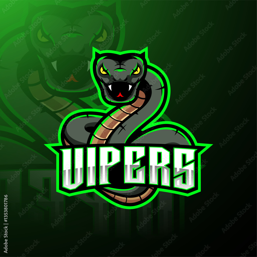Fototapeta premium cobra viper snake mascot logo vector file free download, eagles. Knights on horseback, warriors with swords, Spartans, wild animals. Vector illustration