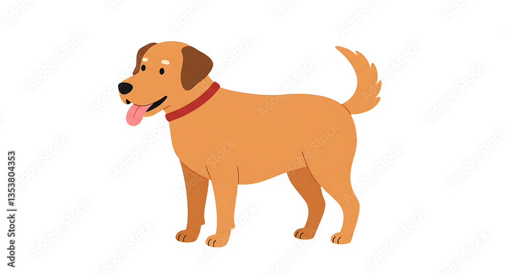 Cartoon Dog Illustration Standing with Tongue Out on White Background Cartoon Dog Illustration Standing with Tongue Out on White Background