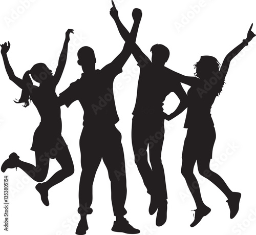Dancing silhouettes of people in motion