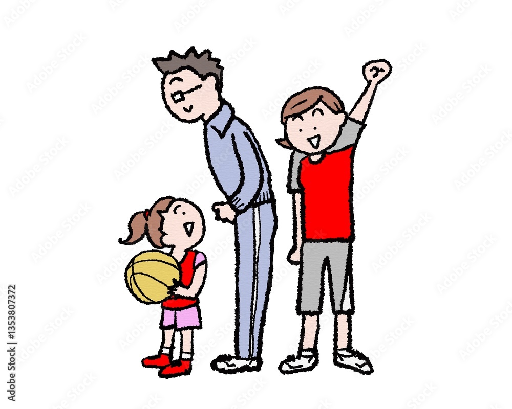 バスケットをやる子供を応援する親 バスケットをやる子供を応援する親