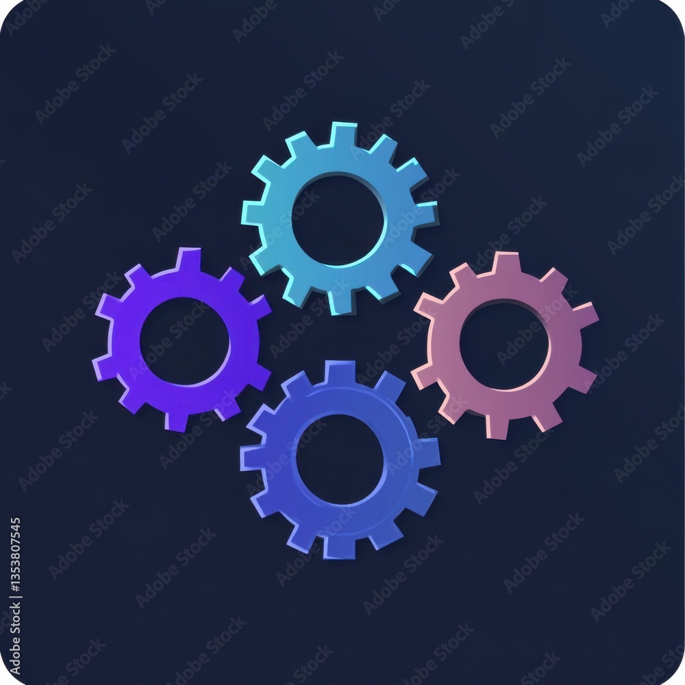 Teamwork and collaboration Flat Art Style Icon. Interlocking Gears Mechanism Abstract Icon
