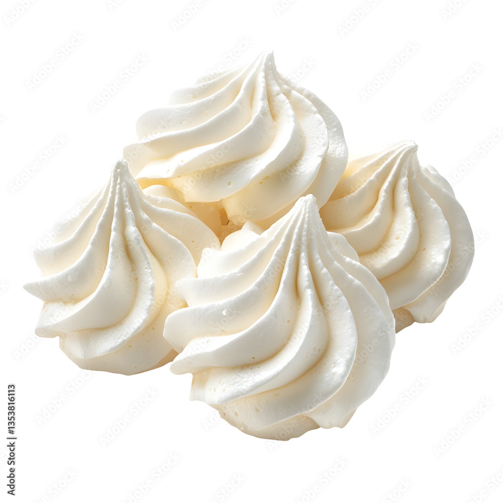Photography of Delicate,Fluffy Vanilla Meringue Cookies on Plain White Background Photography of Delicate,Fluffy Vanilla Meringue Cookies on Plain White Background