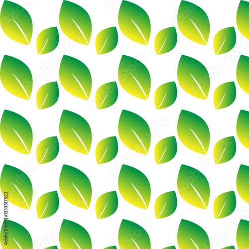 Seamless Pattern with Green Leaves, vector illustration