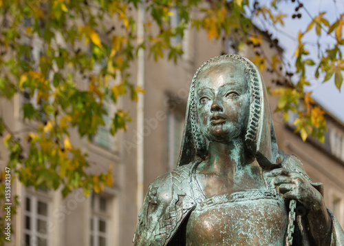 Statue of Anne de Bretagne a French queen of the late 15th and early 16th centuries in Nantes, France photo