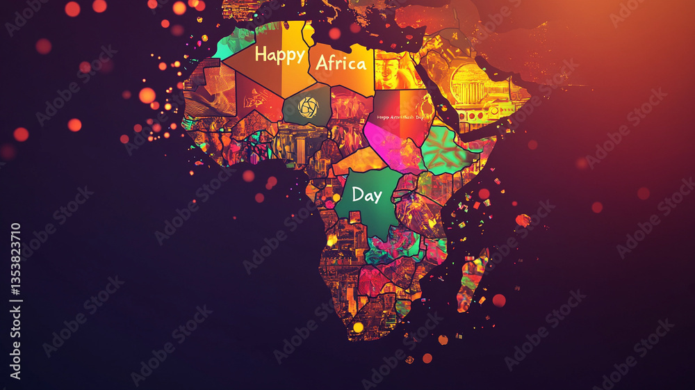 Obraz premium Happy Africa Day. Africa Liberation Day. Watercolor drawing of the African continent. Abstract color drawing of the African continent.