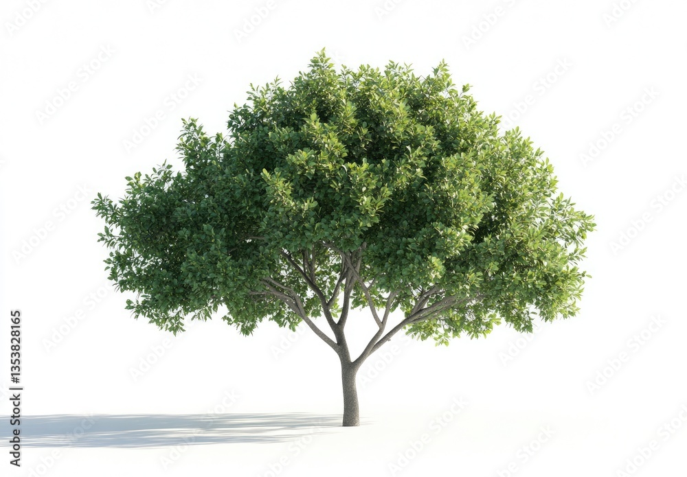 Obraz premium Lush green tree against white background
