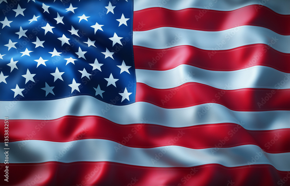 Fototapeta premium American flag is waving in the wind 