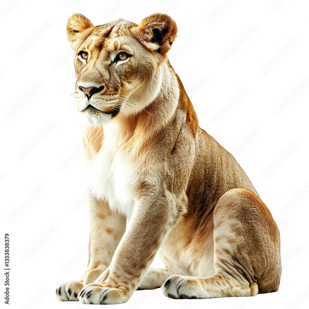 Obraz premium Regal Lioness in Majestic Portrait with Transparent Background