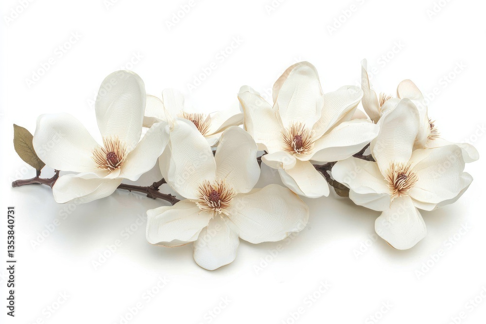 Obraz premium Beautiful white magnolia flowers displayed on a clean white background