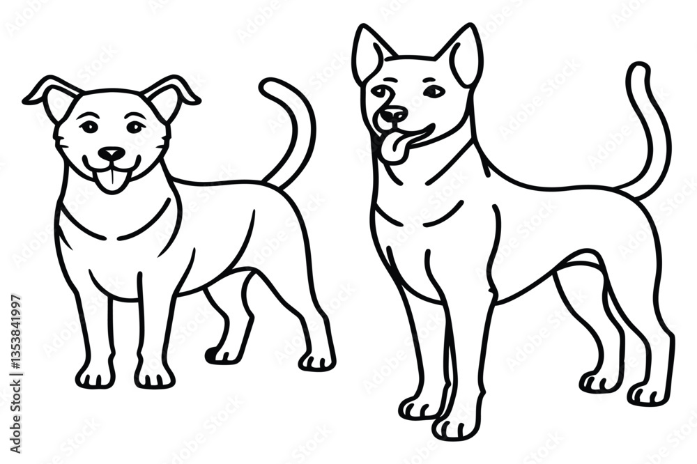 Fototapeta premium dog line art vector set