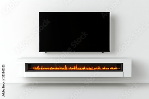 Contemporary living room with electric fireplace and TV for modern home decor