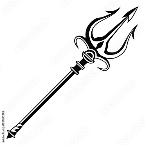 Lord shiva trishul black line art