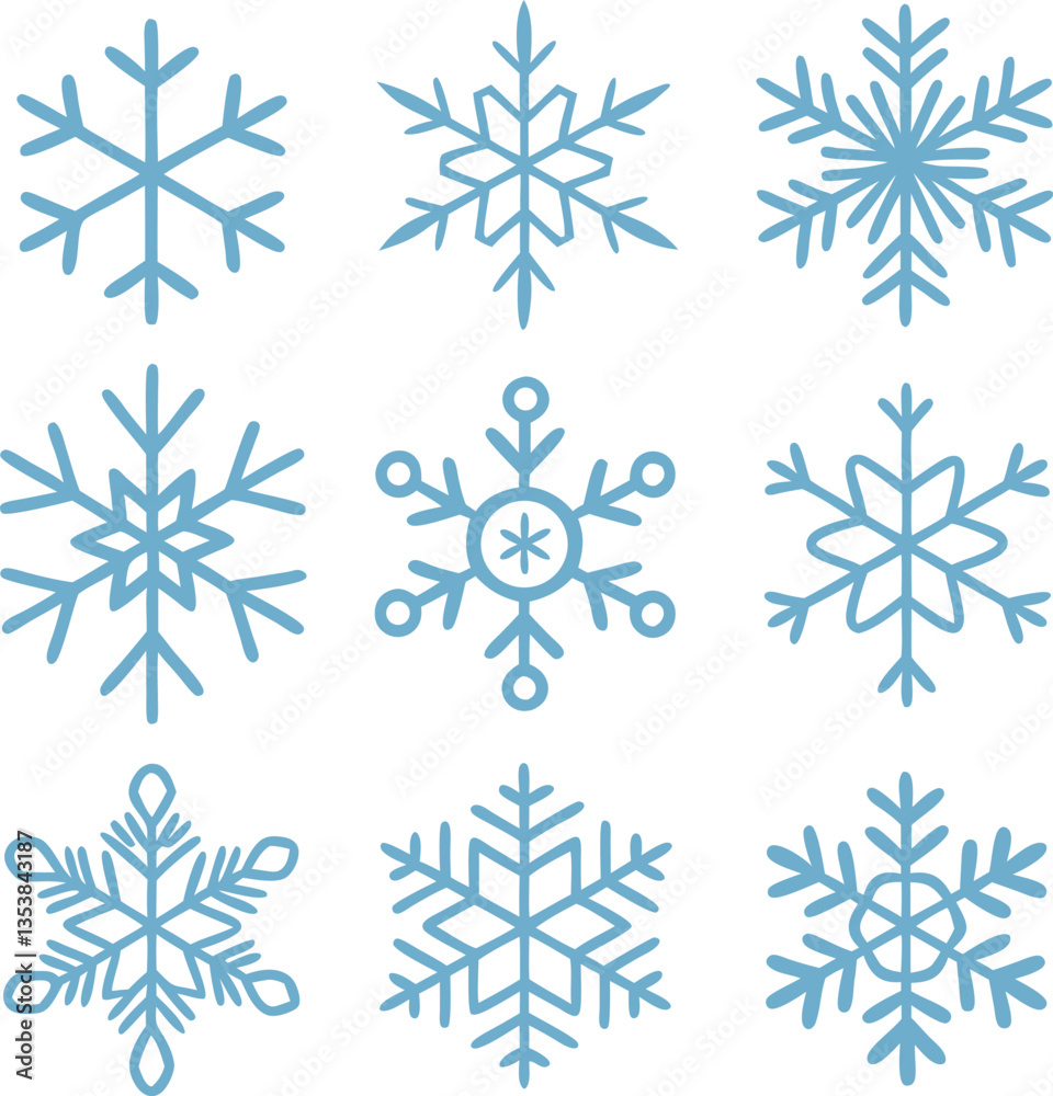 Snowflake different icons. Vector illustrator Snowflake different icons. Vector illustrator