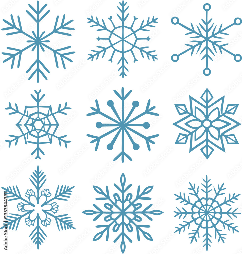 Snowflake different icons. Vector illustrator Snowflake different icons. Vector illustrator