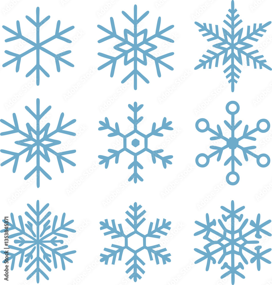 Snowflake different icons. Vector illustrator Snowflake different icons. Vector illustrator