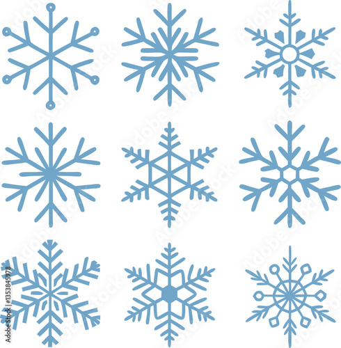 Snowflake different icons. Vector illustrator
