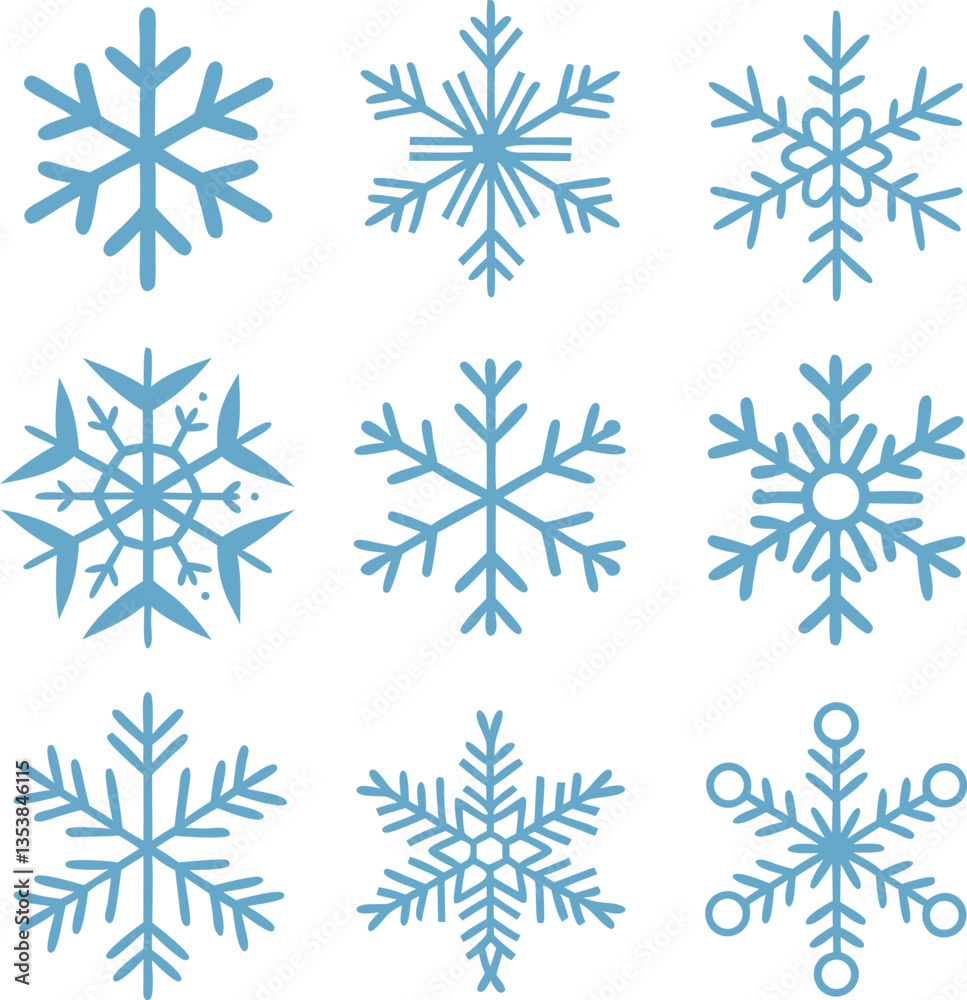 Snowflake different icons. Vector illustrator Snowflake different icons. Vector illustrator
