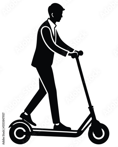 Man riding Scooter Silhouette