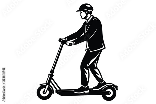 Man riding Scooter Silhouette
