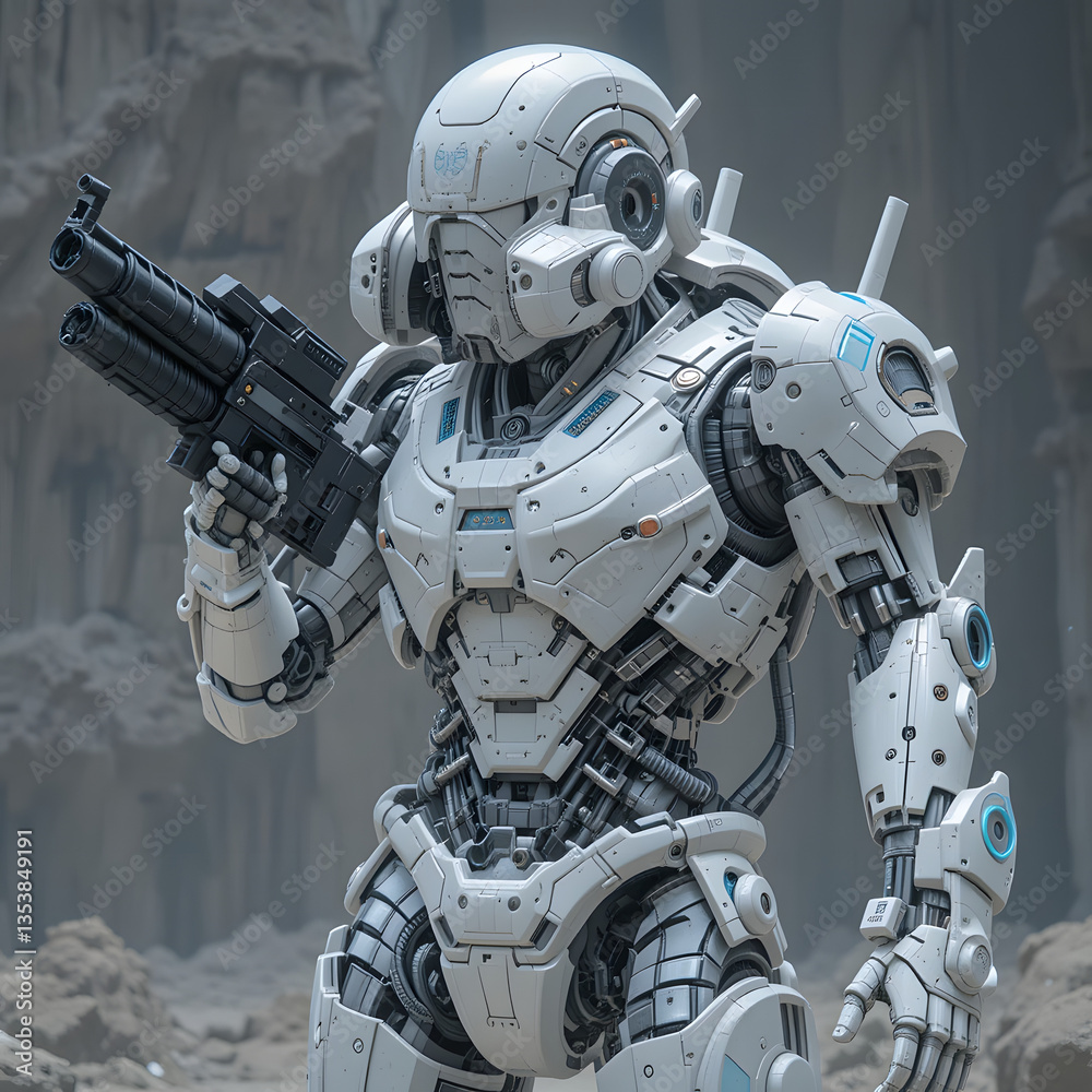 AI robot equipped with plasma weapons AI robot equipped with plasma weapons