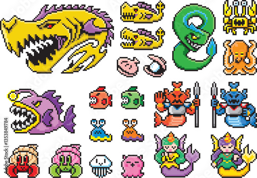 RPG風ドット絵　海のモンスターセット