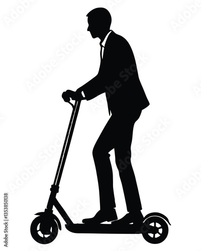 silhouette Man riding a scooter vector