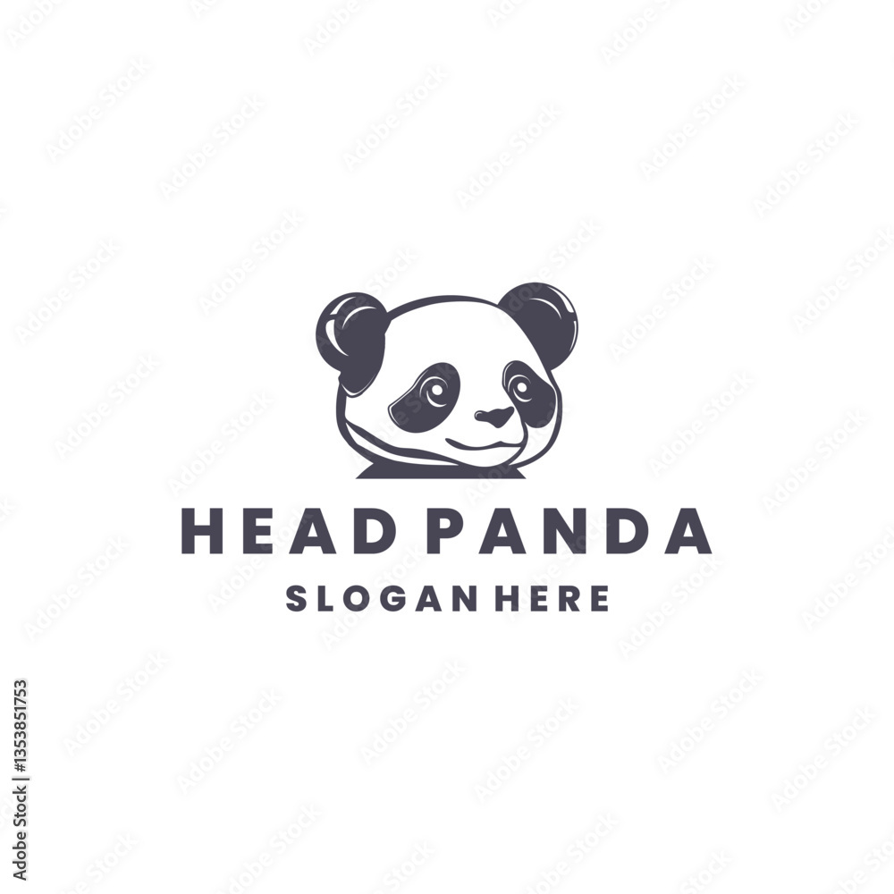 Head panda logo vector icon illustration style Head panda logo vector icon illustration style