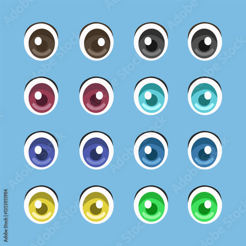 Cartoon and comic style eyes illustration isolated collection set