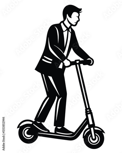 Man riding a scooter silhouette