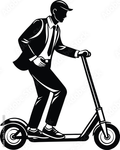 Man riding a scooter silhouette
