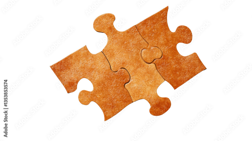 Fototapeta premium Orange Textured Puzzle Piece with a Rough Surface Isolated on White background