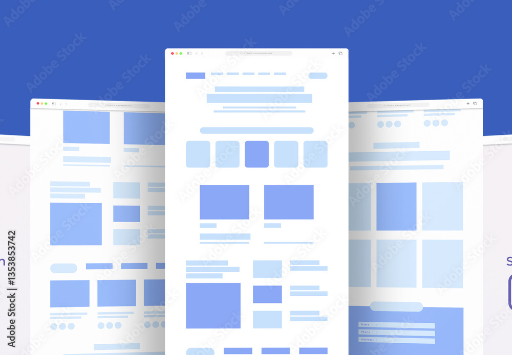 Website Wireframe Examples for UI UX Design Stock Template | Adobe Stock