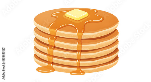 Stack of Pancakes with Butter and Syrup for Breakfast Treat