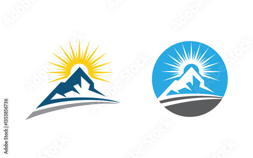 Hill Nature Mountain icon Logo Template illustration design v.29