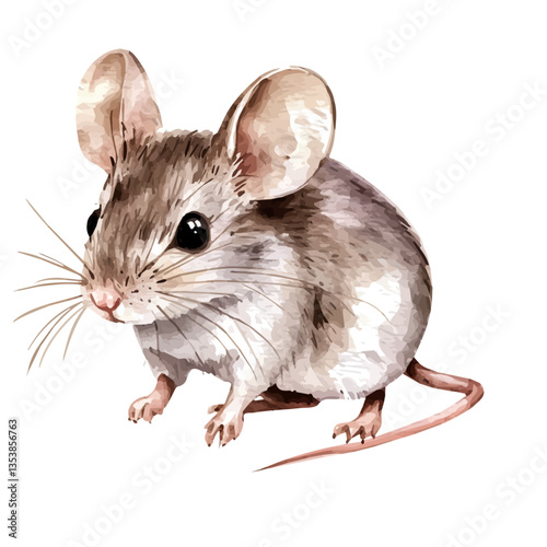 Mouse, watercolor illustration, isolated on a white background.