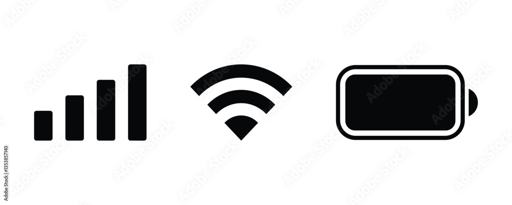 Smartphone notification bar battery wifi and signal icons vector illustration