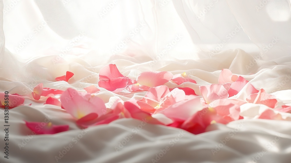 Delicate rose petals on silk, bathed in soft morning light, evoking a dreamy, romantic ambiance.
Delicate rose petals on silk, bathed in soft morning light, evoking a dreamy, romantic ambiance.