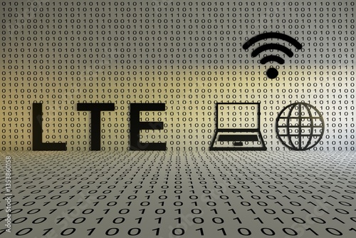 LTE concept text sunlight 3D illustration photo