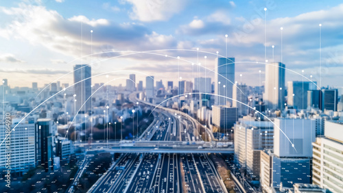 Wallpaper Mural Smart transportation system in urban cityscape Torontodigital.ca