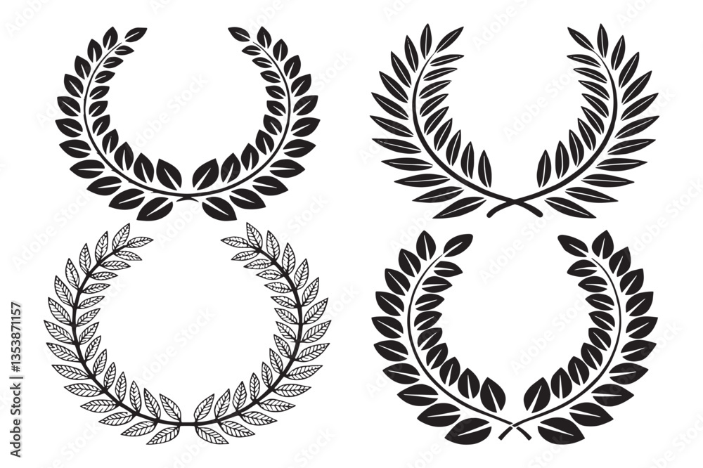 Obraz premium Laurel Wreath Vector Set - Classic Award and Achievement Symbols