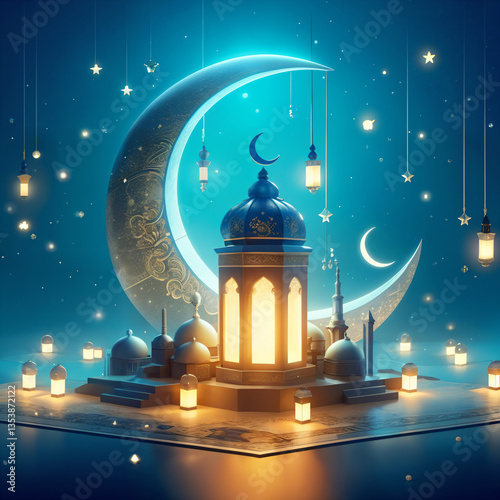 A Mosque With Islamic Ramadan Theme
