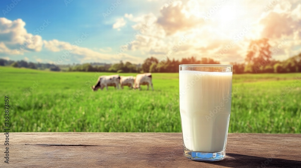 Fresh milk from pitcher into the glass with grass field and cows with a natural background,fresh milk ad template banner,Cows live on natural pastures, packaging with milk packs concept. Fresh milk from pitcher into the glass with grass field and cows with a natural background,fresh milk ad template banner,Cows live on natural pastures, packaging with milk packs concept.