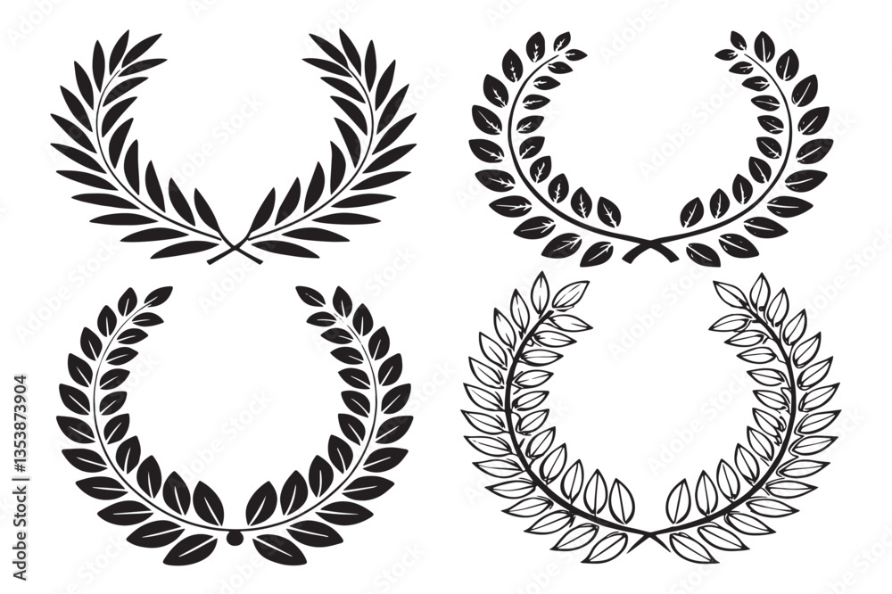 Obraz premium Laurel Wreath Vector Set - Classic Award and Achievement Symbols