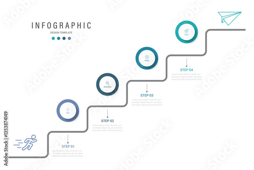 Timeline infographic template. 4 Step timeline journey, calendar Flat simple infographics design template. presentation graph. Business concept with 4 options, vector illustration.