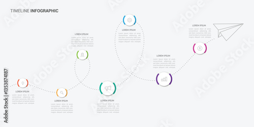 Navigation map infographic 7 steps timeline concept. Winding road. Vector illustration.Road map business timeline with 7 options, parts, steps or processes