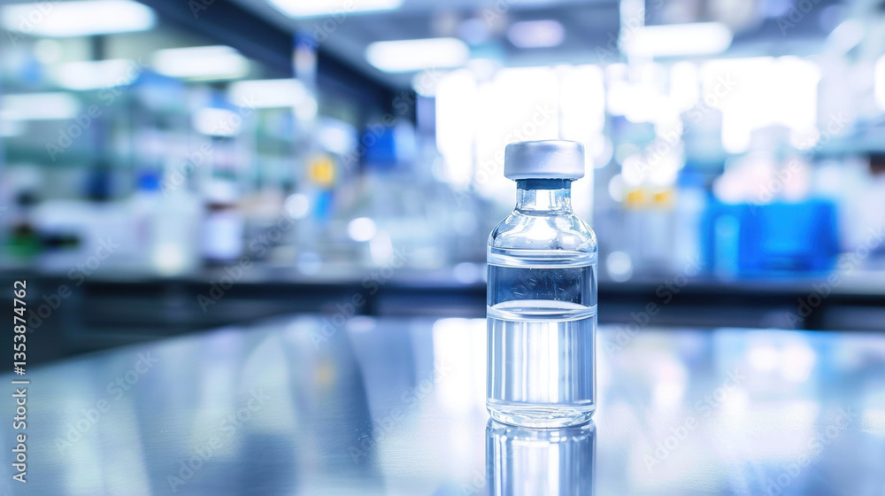 Close-up of a vaccine vial on a sterile table with medical equipment, representing healthcare innovation, medical research, and public health discussions. Close-up of a vaccine vial on a sterile table with medical equipment, representing healthcare innovation, medical research, and public health discussions.