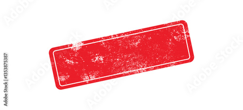 Red rubber stamp frame (rounded rectangle) / png . red rectangular grunge stamp with blank isolated no backround. rubber stamp isolated on transparent background with distressed texture effect